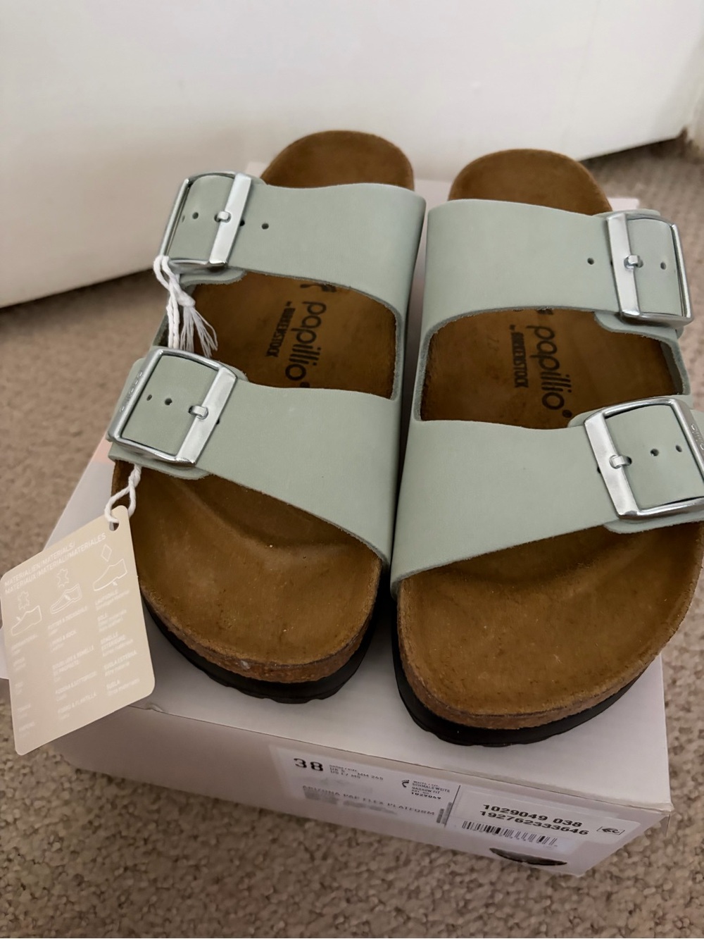 Papillio  Double-Buckle Slide Sandals in Mint Green